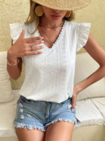 Blouse Boheme Blanc Manches Courtes