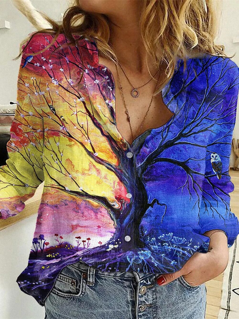 Chemise Boheme Femme Arbre