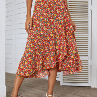 Jupe Boheme a Fleurs Rouge