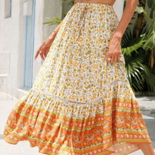 Jupe Longue au Style Boheme Orange