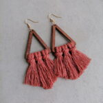 Boucles d Oreilles Macrame Triangulaire terracotta