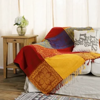 Plaid boheme aux carres colore