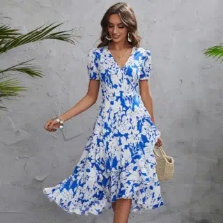 Robe Boheme Bleu et Blanche
