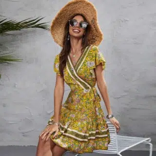 Robe Boheme de Plage Jaune