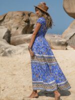 Robe Longue Boheme Bleu cote