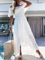 Robe Longue de Plage Boheme Blanche
