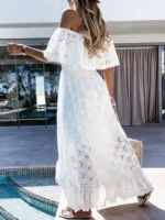 Robe Longue de Plage Boheme Blanche cote