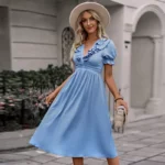 Robe Style Boheme Bleu Ciel femme