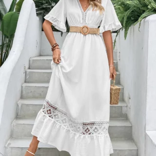 Robe au Style Boheme Blanche en Dentelles
