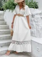 Robe au Style Boheme Blanche en Dentelles devant