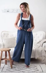 Salopette Boheme Style Decontractee bleu