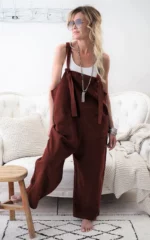 Salopette Boheme Style Decontractee marron