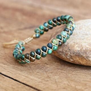 Bracelet macrame avec perles turquoise