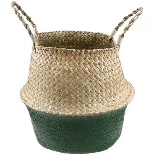 CACHE POT OSIER TRESSE VERT