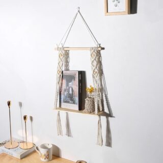 Etagere bois macrame