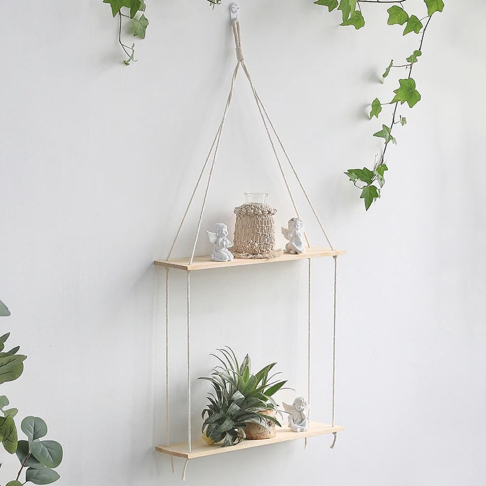 Etagere suspendue corde macrame corde simple