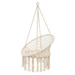 Fauteuil suspendu en macrame beige