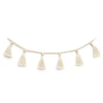 Guirlande macrame pompon blanc ecru