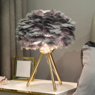 Lampe Boheme a Plumes gris