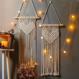 Macrame mural coeur