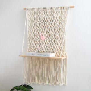 Macrame pour etagere bois clair