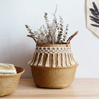 Panier en osier macrame