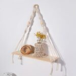 Petite etagere murale macrame torsades et perles