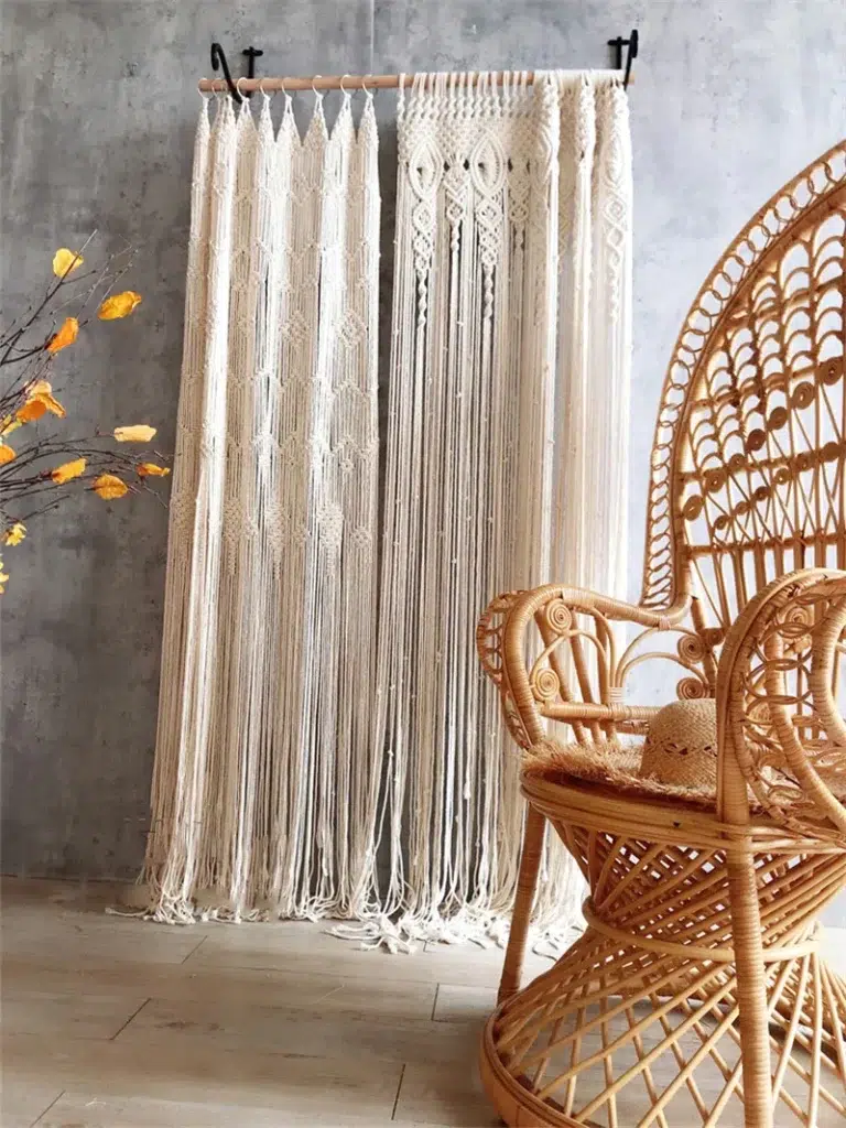Rideau En Macramé Bohème – Décoration Intérieure – Séparateur De Pièce – Coton Avec Glands