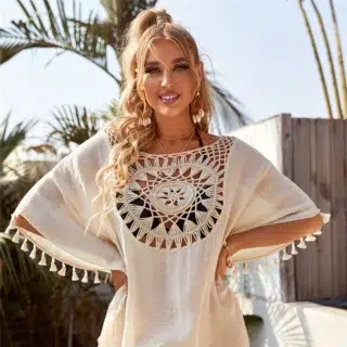 Robe macrame beige