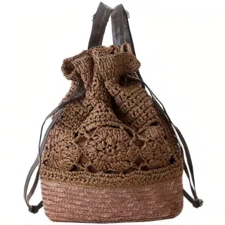 SAC A DOS PAILLE TISSU