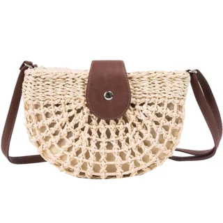 SAC A MAIN PAILLE BI MATIERE AVEC BANDOULIERE