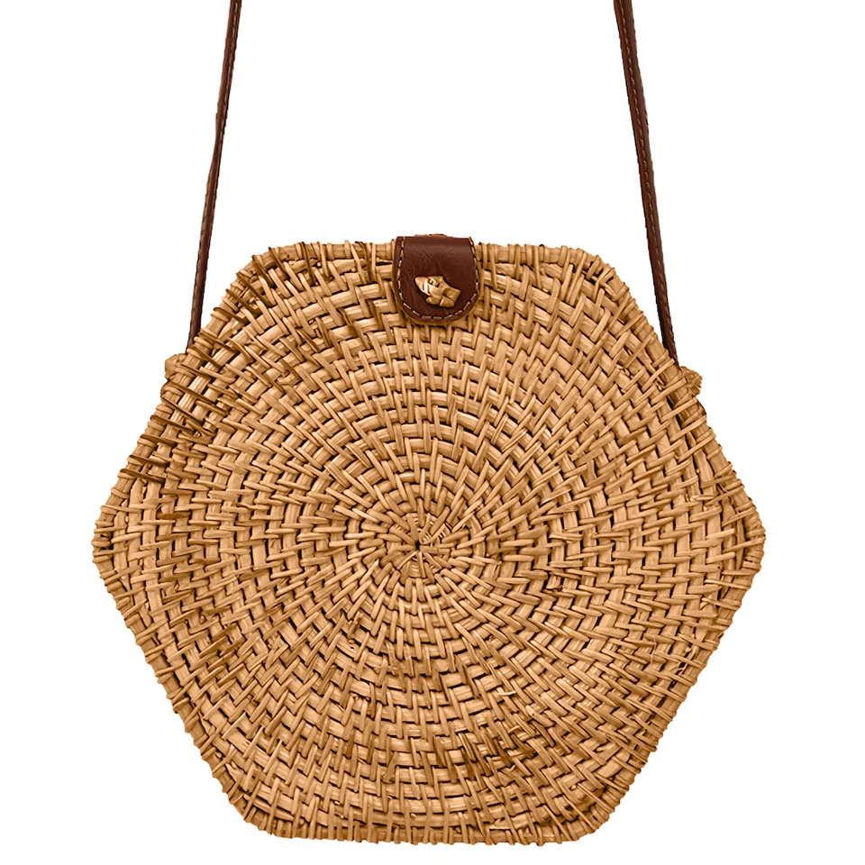 Sac rond osier rotin - La boutique boh?�me