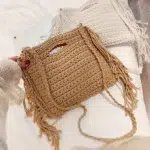 Sac a main corde tressee camel