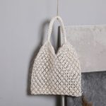 Sac filet en macrame beige