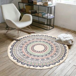 Tapis macrame rond boho ethnique